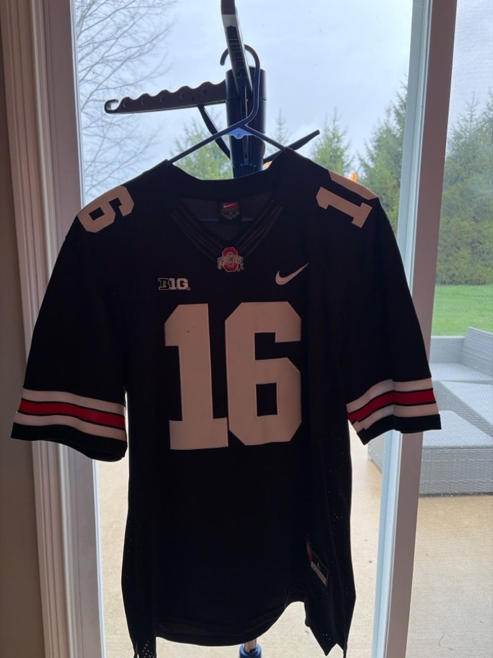 Nike Ohio State J.T. Barrett Black Jersey with Red Swoosh and White Accents